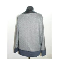 Cieplutki sweter KIMONO ze ściągaczami - srebrny z szarością